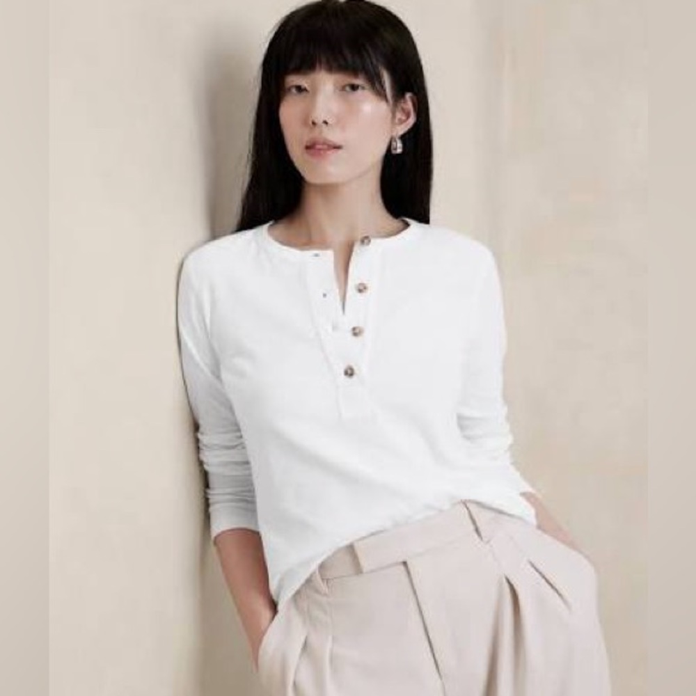 Banana Republic Factory Slub White Henley